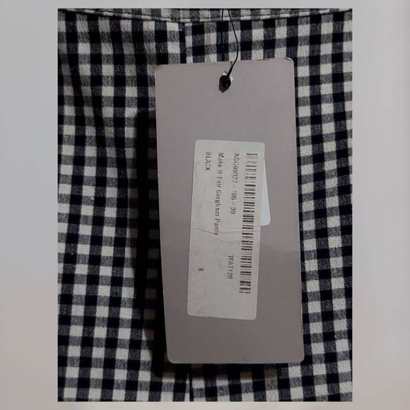 Lucy Wang Make It Fair Gingham Trouser Pants, Small, Black And White, NWT - Picture 6 of 14